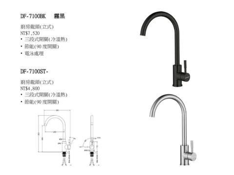 DF-7100ST二用龍頭(冷、熱 )黑/銀